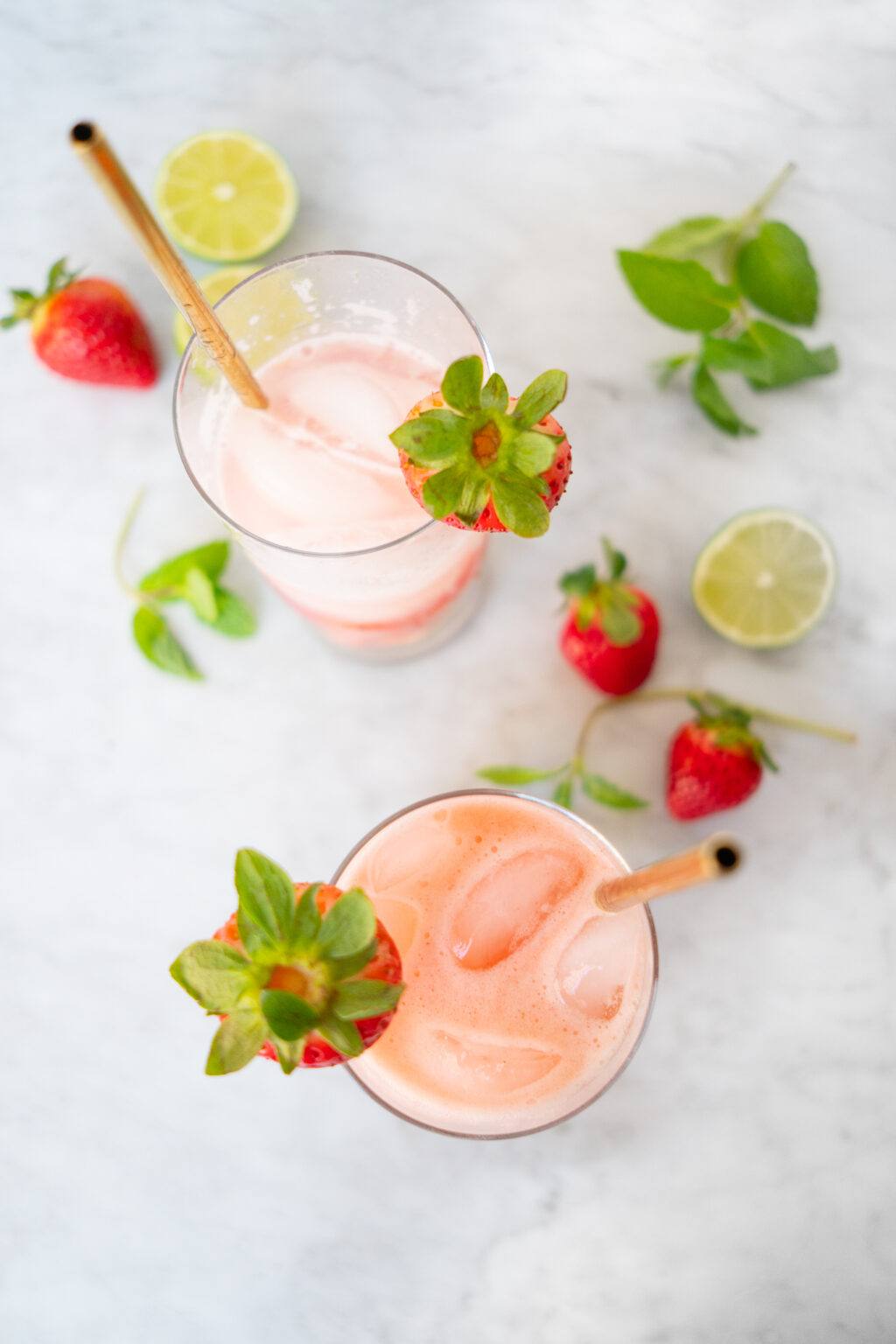 Sugar-Free Strawberry Mojitos (with and without alcohol)